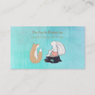 Cute Fox and Rabbit Woodland Creatures Drawing Business Card