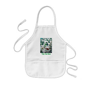 cute fox and rabbits christmas snow scene kids apron