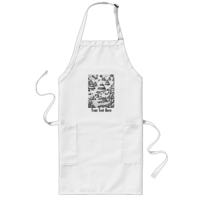 cute fox and rabbits christmas snow scene long apron (Front)