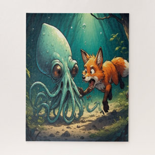 Cute Fox and Squid Jigsaw Puzzle