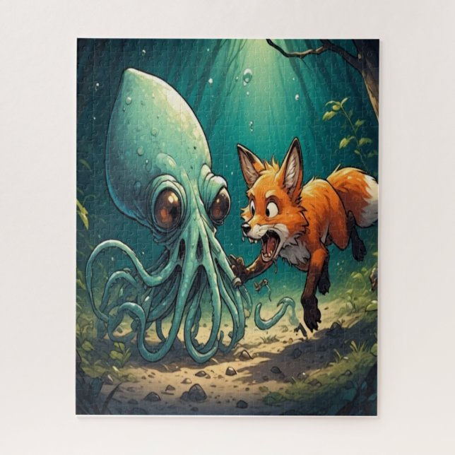 Cute Fox and Squid Jigsaw Puzzle (Vertical)