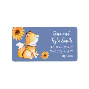 Cute fox and sunflowers Custom Address Labels