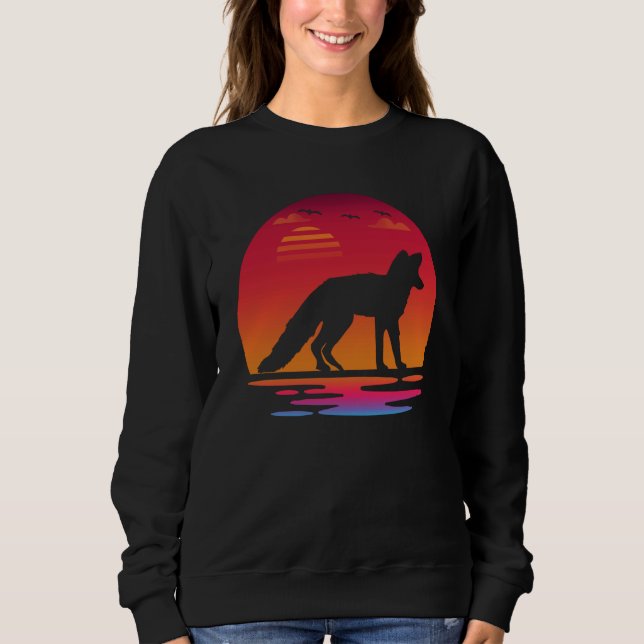 cute fox animal sunset Silhouette fox Sweatshirt (Front)