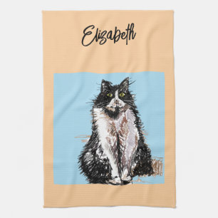 Cute Fox Animal Watercolor Pastel Colors Tea Towel