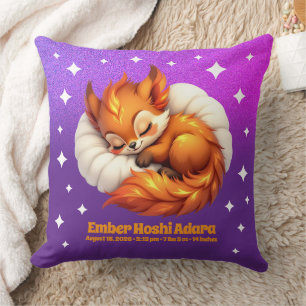 Cute Fox Asleep in the Starry Night Sky Natal Cushion