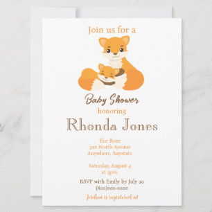 Cute Fox Autumn Baby Shower Invitation