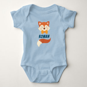 Cute Fox Baby Boy Running The Show Blue T-Shirt Baby Bodysuit
