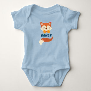 Cute Fox Baby Boy Running The Show Blue T-Shirt Bodysuit