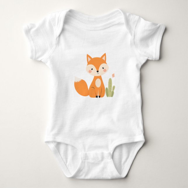 Cute Fox Baby Jersey Bodysuit (Front)