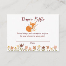 Cute Fox Baby Shower Diaper Raffle 