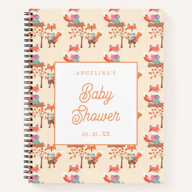 Cute Fox baby Shower Gift List Notebook (Front)