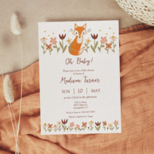 Cute Fox Baby Shower Invitation
