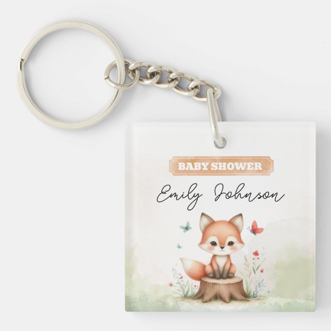 Cute fox baby shower  key ring (Front)