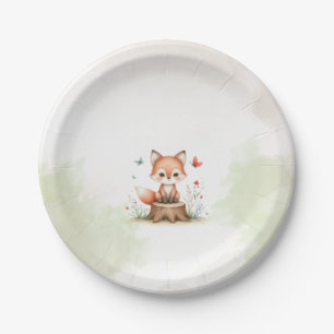 Cute fox baby shower paper plate