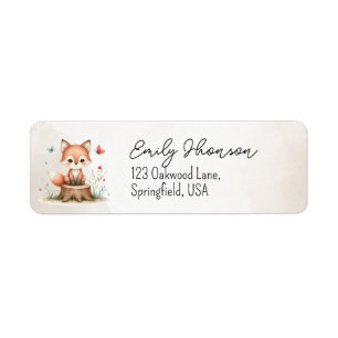 Cute fox baby shower return address label
