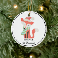 Cute Fox Baby's Christmas Winter Woodland Rustic