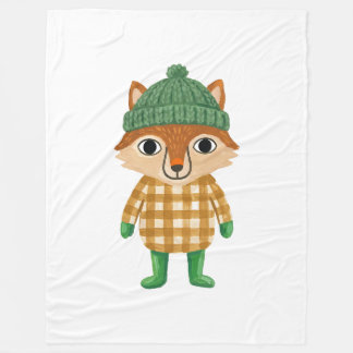 Cute Fox Beanie Blanket – Rustic Gingham Print