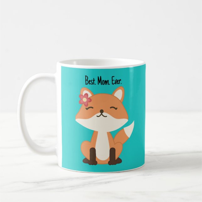 Cute Fox Best Mum Ever Coffee Mug (Left)