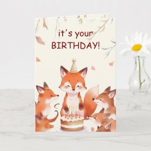 Cute Fox Birthday Card for Kids