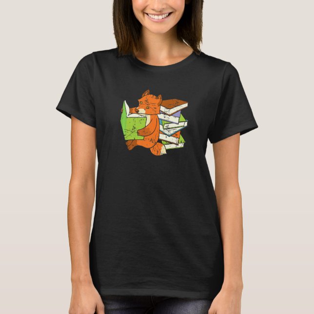 Cute Fox Book Nerd For Men Women  Animal T-Shirt (Front)