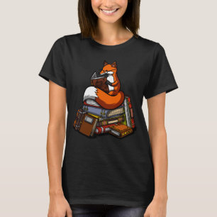 Cute Fox Book Reading Animal T-Shirt