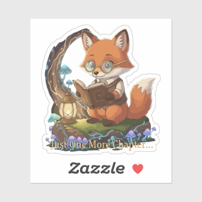  Cute Fox Bookworm "Just One More Chapter" Whimsic (Sheet)