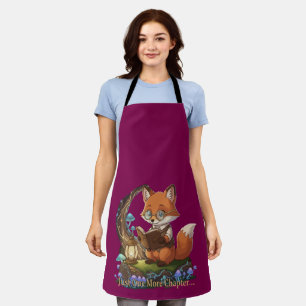 Cute Fox Bookworm "Just One More Chapter" Whimsic Apron