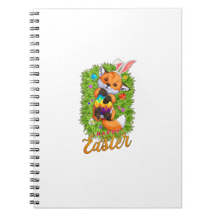 Cute Fox Bunny Ears Happy Easter Fox with Easter E Notebook