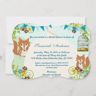 Cute Fox Bunting Garden Bridal Shower Invites