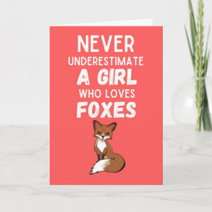 Cute Fox Cards For Girls For Kids Pink Animals