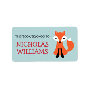 Cute fox cartoon animal bookplate book label