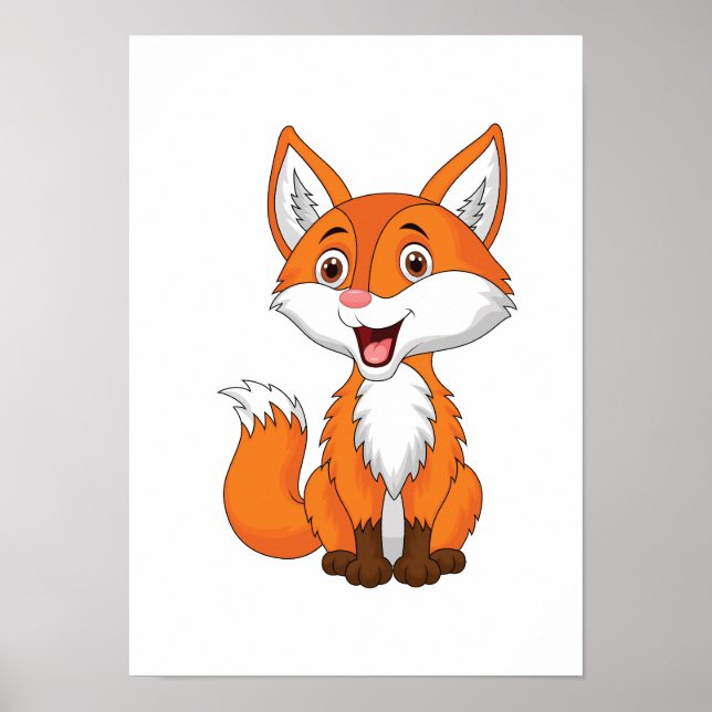 Cute Fox Cartoon Digital Printable Poster&Stickers Poster (Front)