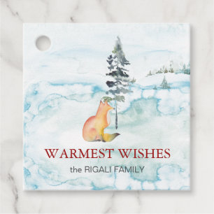 Cute Fox Christmas Gift Tags Template