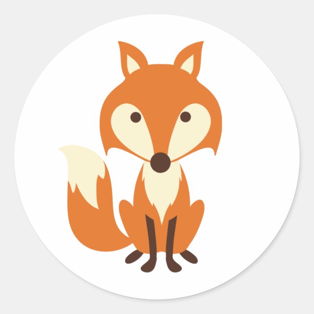 Cute Fox Classic Round Sticker (Front)