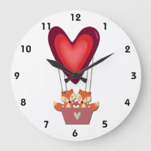 Cute Fox Couple in Heart Air Balloon
