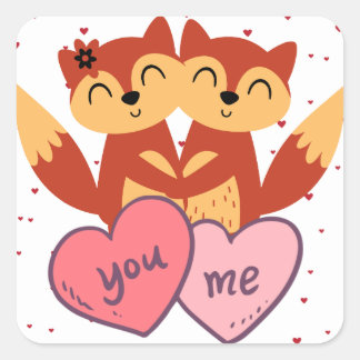 Cute Fox Couple Valentines Day Sticker
