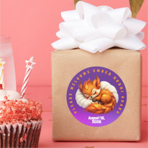 Cute Fox Cub Asleep in Starry Night Sky Classic Round Sticker