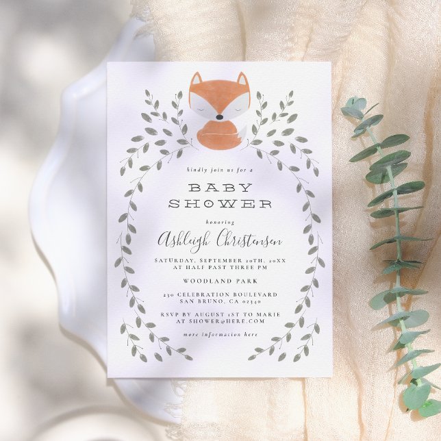 Cute Fox Cub Rustic Woodland Baby Shower  Invitation (Creator Uploaded)