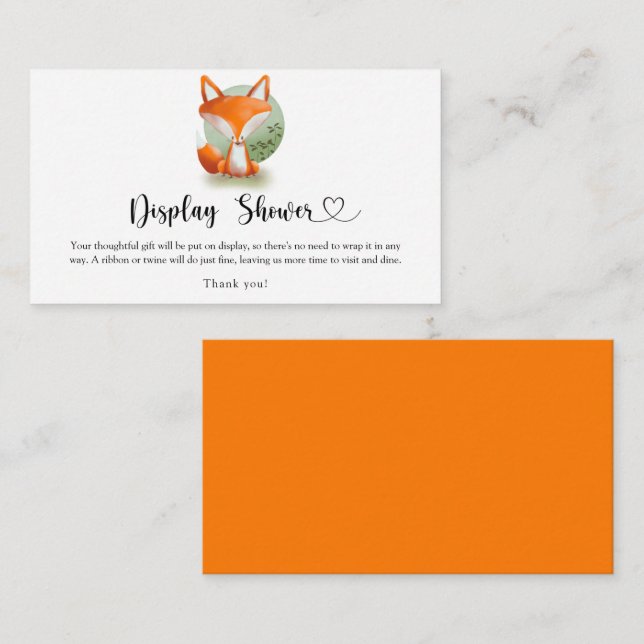Cute Fox Display Shower Enclosure Card (Front/Back)