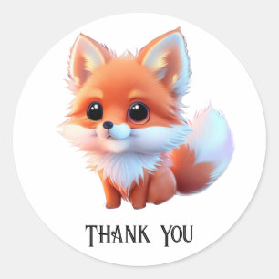 Cute fox drawing woodland animals forest friends classic round sticker