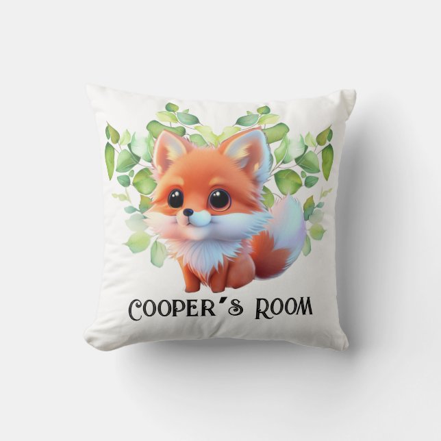 Cute fox drawing woodland animals forest friends  cushion (Front)
