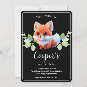 Cute fox drawing woodland animals forest friends  invitation