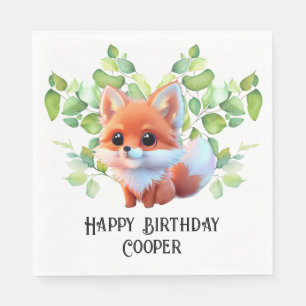 Cute fox drawing woodland animals forest friends  napkin