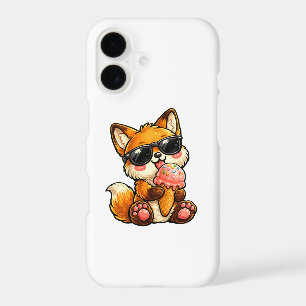 Cute Fox Eating Ice Cream With Sunglasses