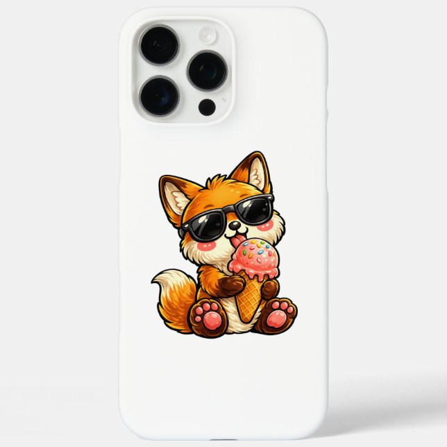Cute Fox Eating Ice Cream With Sunglasses Case-Mate iPhone Case (Back)