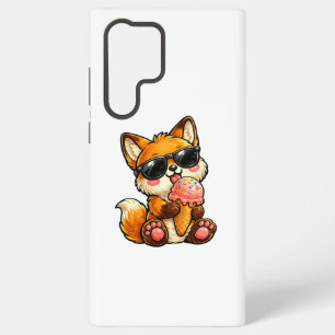 Cute Fox Eating Ice Cream With Sunglasses Samsung Galaxy Case