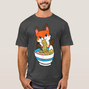 Cute Fox Eating Japanese Ramen Noodles  T-Shirt