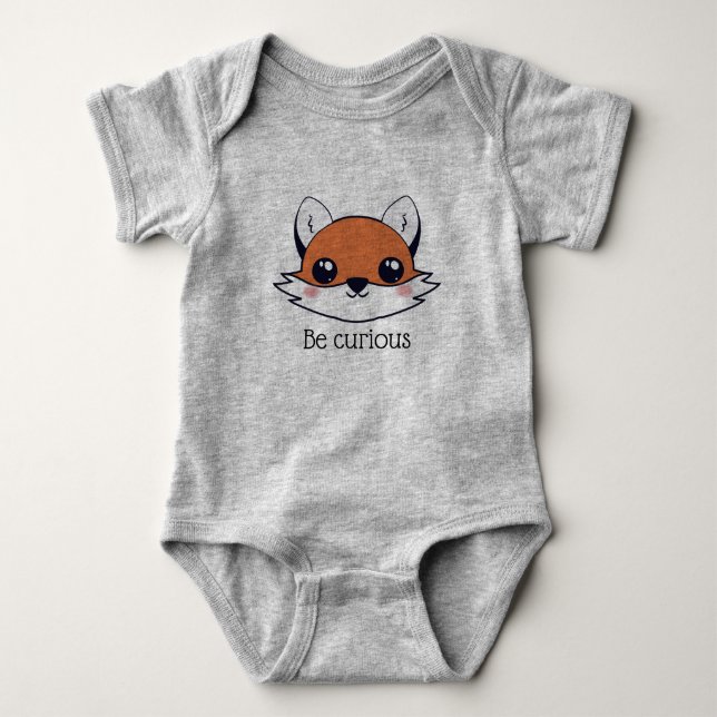 Cute Fox Face Be Curious Baby Bodysuit (Front)