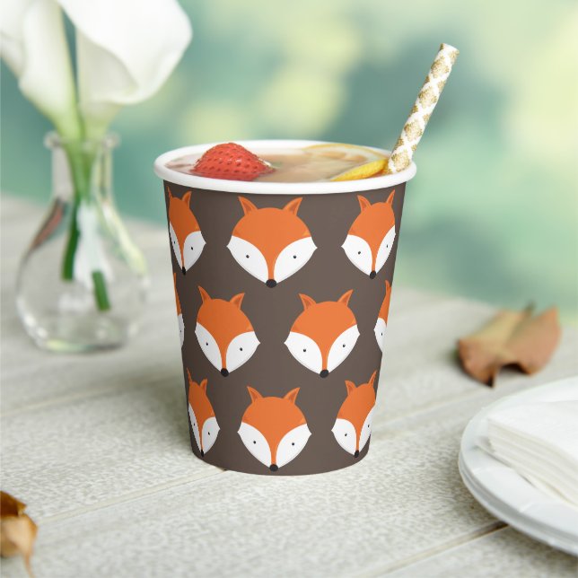 Cute Fox Face Pattern Animal Paper Cups (Insitu)