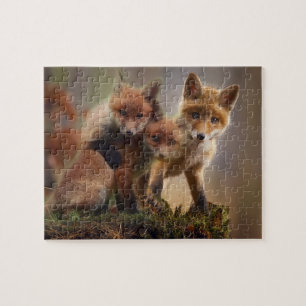 Cute Fox Family Jigsaw Puzzle